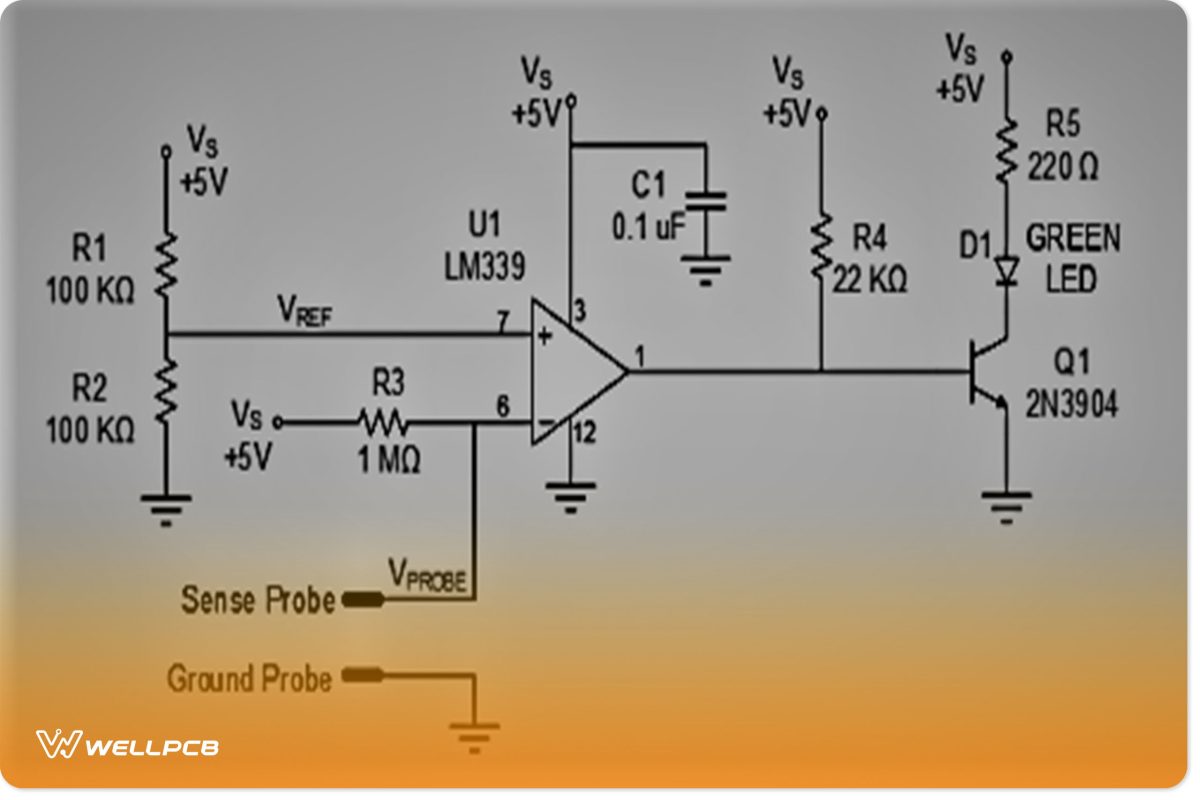 A Water Detector Circuit Schematic