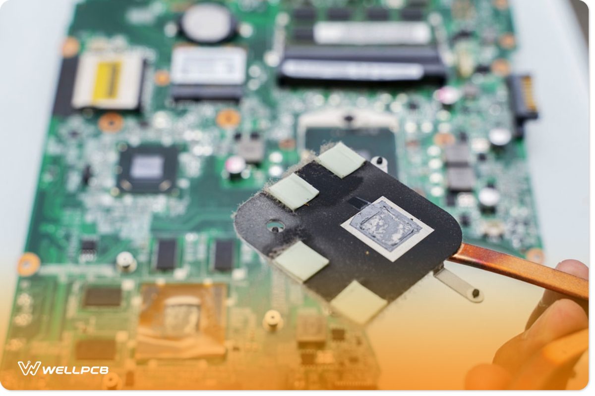 Thermal pads on a laptop cooler