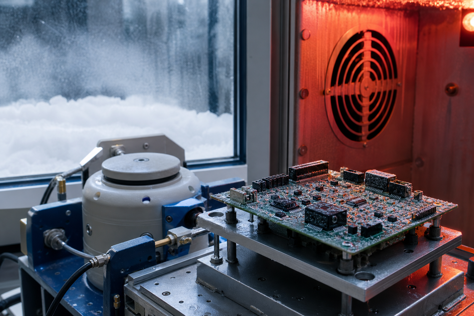 Automotive PCB undergoing thermal and vibration testing for high-performance circuit solutions.